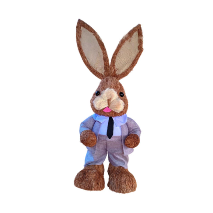 Crofta Woven Rabbit Toy Easter Rabbit Statue Office Photo Prop Straw Bunny Figurine Style E