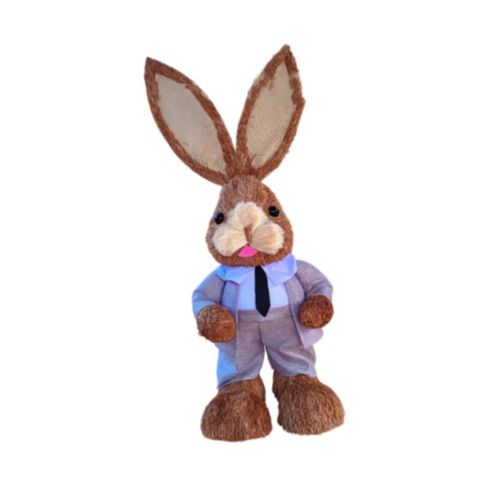 Crofta Woven Rabbit Toy Easter Rabbit Statue Office Photo Prop Straw Bunny Figurine Style E