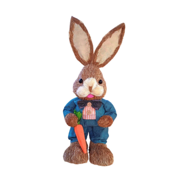 Crofta Woven Rabbit Toy Easter Rabbit Statue Office Photo Prop Straw Bunny Figurine Style F