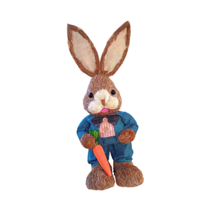 Crofta Woven Rabbit Toy Easter Rabbit Statue Office Photo Prop Straw Bunny Figurine Style F