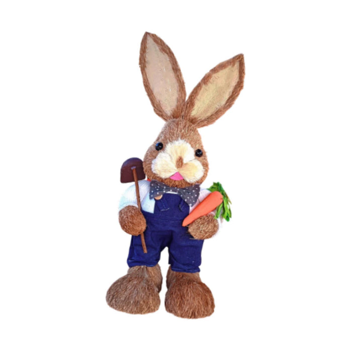 Crofta Woven Rabbit Toy Easter Rabbit Statue Office Photo Prop Straw Bunny Figurine Style H