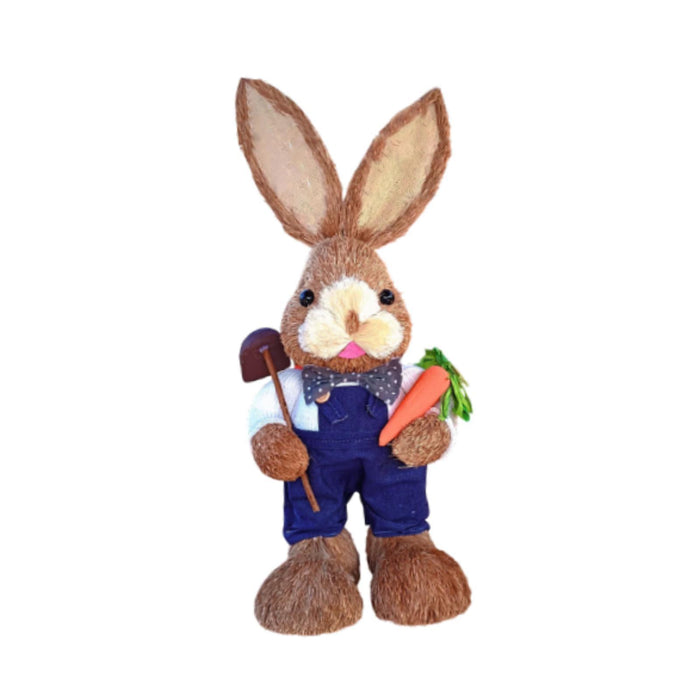 Crofta Woven Rabbit Toy Easter Rabbit Statue Office Photo Prop Straw Bunny Figurine Style H