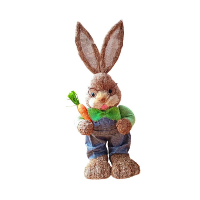 Crofta Woven Rabbit Toy Easter Rabbit Statue Office Photo Prop Straw Bunny Figurine Style M