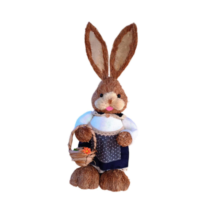 Crofta Woven Rabbit Toy Easter Rabbit Statue Office Photo Prop Straw Bunny Figurine Style O