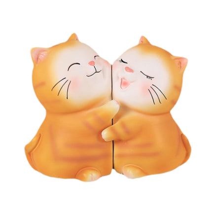 Crofta 2 Pieces Cat Statues Bookends Resin Decorative Figurines for Bedroom Cabinet Orange