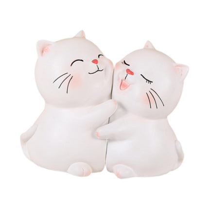 Crofta 2 Pieces Cat Statues Bookends Resin Decorative Figurines for Bedroom Cabinet White