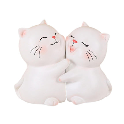 Crofta 2 Pieces Cat Statues Bookends Resin Decorative Figurines for Bedroom Cabinet White