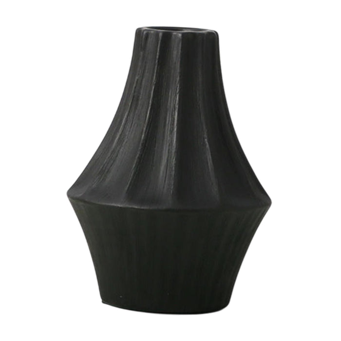 Crofta Ceramic Flower Vase Pot 6.1x8.2inch for Kitchen Study Mantel End Table Decor Black