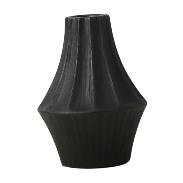 Crofta Ceramic Flower Vase Pot 6.1x8.2inch for Kitchen Study Mantel End Table Decor Black