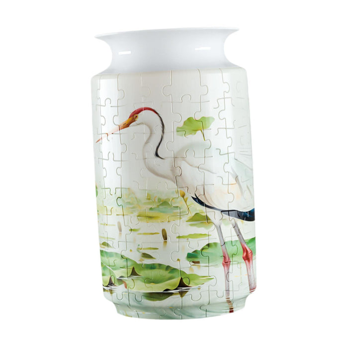 Crofta 3D Puzzle Vase Ideal Gift Unique Flower Vase for Friends Thanksgiving Adults Red crowned crane