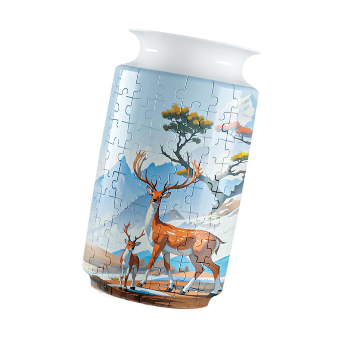 Crofta 3D Puzzle Vase Ideal Gift Unique Flower Vase for Friends Thanksgiving Adults Deer