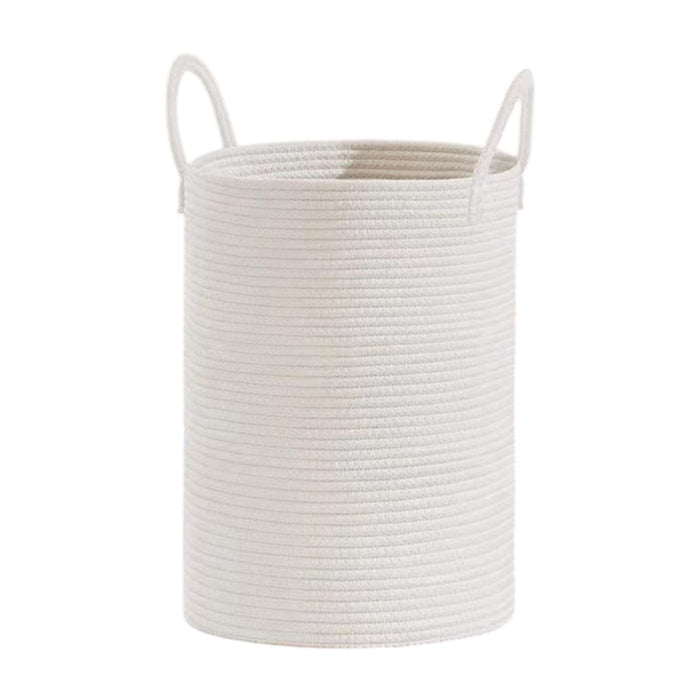 Crofta Toy Basket Decorative Cotton Rope Basket for Utility Room Bedroom Apartments White 35 cm