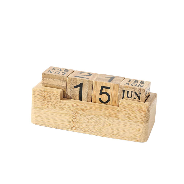 Crofta Wood Desktop Block Calendar Desktop Ornament for Office Home Decor Practical