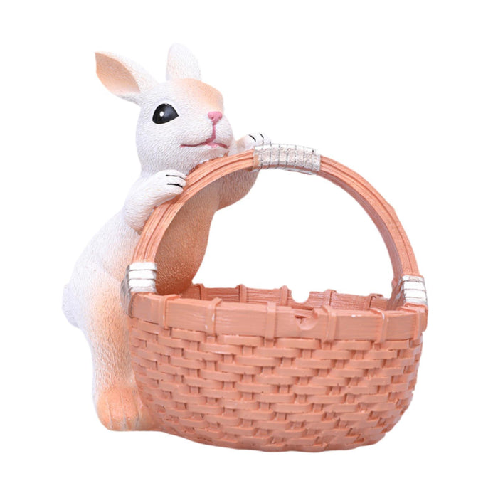 Crofta Easter Rabbit Statue Craft Container Easter Basket for Home Yard Living Room Orange