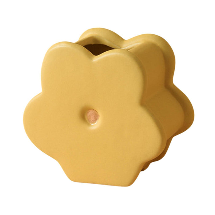 Crofta Ceramic Flower Vase Home Decoration Decorative Vase for Cabinet Bedroom Cafe Yellow Flower