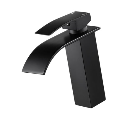 Crofta Waterfall Spout Bathroom Sink Faucet Single Lever for Washroom Sturdy Modern Black 26.6cm Tall