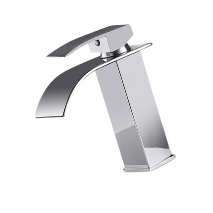 Crofta Waterfall Spout Bathroom Sink Faucet Single Lever for Washroom Sturdy Modern Silvery 26.6cm Tall