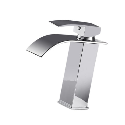 Crofta Waterfall Spout Bathroom Sink Faucet Single Lever for Washroom Sturdy Modern Silvery 26.6cm Tall