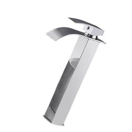 Crofta Waterfall Spout Bathroom Sink Faucet Single Lever for Washroom Sturdy Modern Silvery 30.4cm Tall