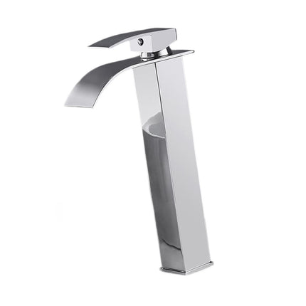 Crofta Waterfall Spout Bathroom Sink Faucet Single Lever for Washroom Sturdy Modern Silvery 30.4cm Tall