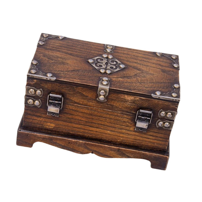 Crofta Decorative Wood Box Container Antique Style Case Versatile Treasure Box