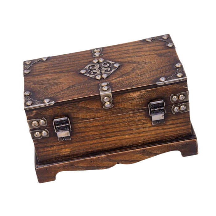 Crofta Decorative Wood Box Container Antique Style Case Versatile Treasure Box