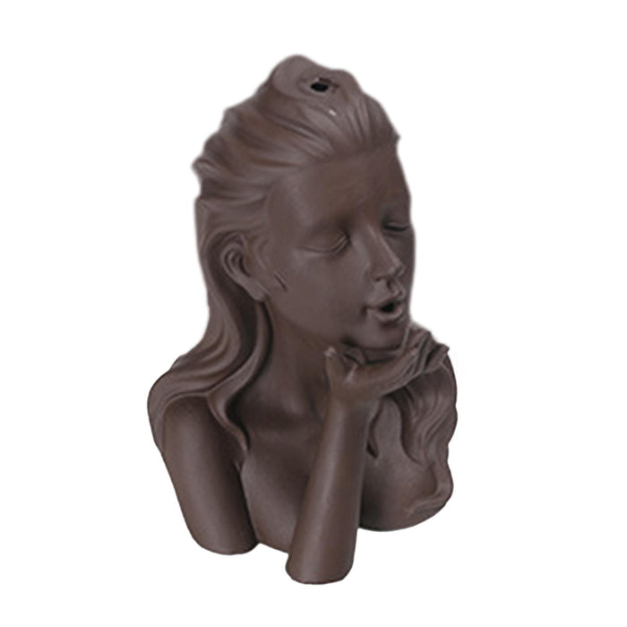 Crofta Backflow Incense Burner Collecting Girl Face Figurine for Hotel Shelf Office