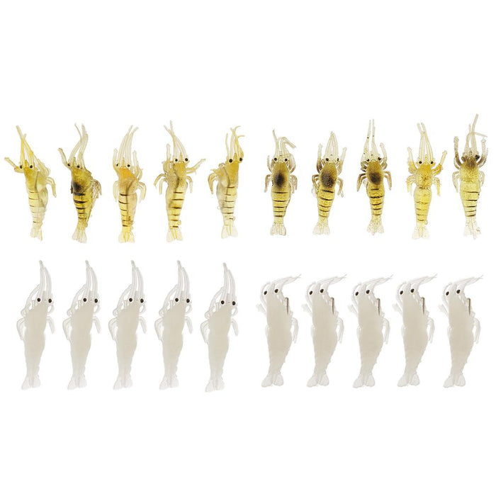 Crofta 10Pcs Soft Plastic Artificial Shrimp Saltwater Fishing Lure Hook Bait Tackle