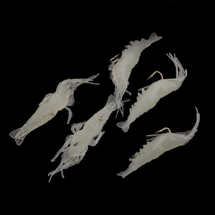 Crofta 10Pcs Soft Plastic Artificial Shrimp Saltwater Fishing Lure Hook Bait Tackle