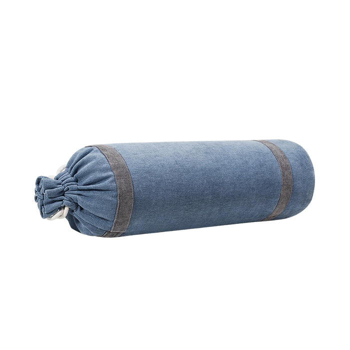 Crofta Yoga Bolster Pillow Legs Removable Cover for Meditation with Carrying Handle blue large