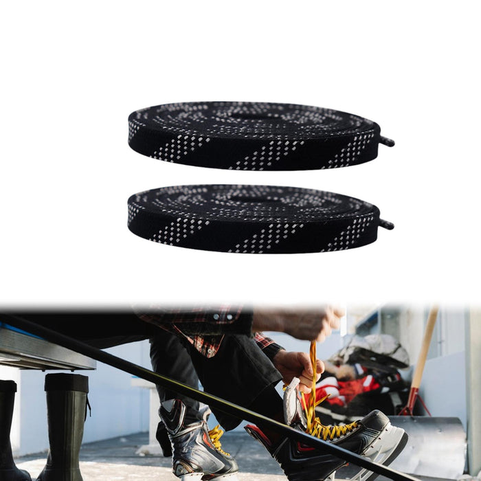 Crofta 1 Pair Hockey Skates Laces Figure Skate Laces for Figure Skates Roller Derby 244cm Black