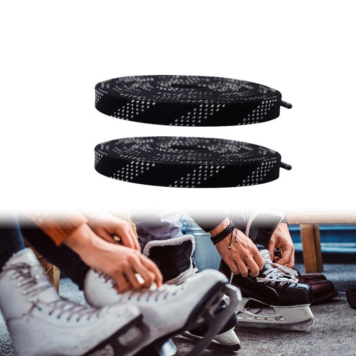 Crofta 1 Pair Hockey Skates Laces Figure Skate Laces for Figure Skates Roller Derby 244cm Black