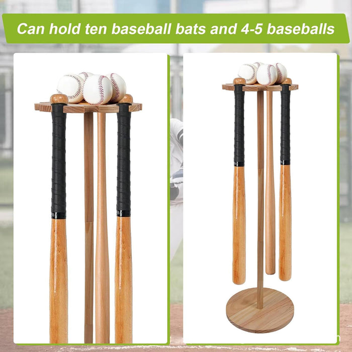 Crofta 10 Baseball Bats Holder Floor Standing Wooden Softball Bat Rack Display Rack