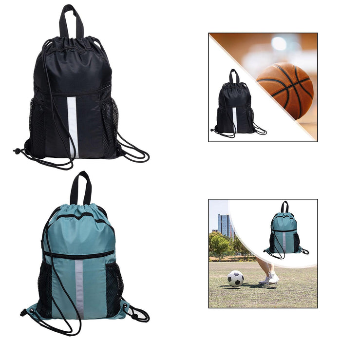 Crofta Drawstring Backpack Simple Casual Daypack for Shopping Backpacking Traveling Black