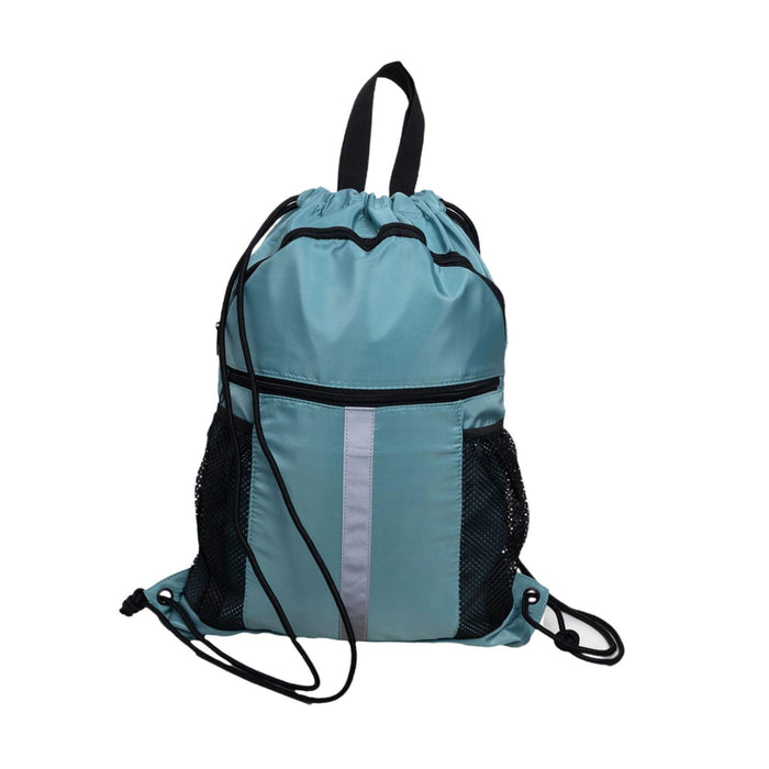 Crofta Drawstring Backpack Simple Casual Daypack for Shopping Backpacking Traveling Blue