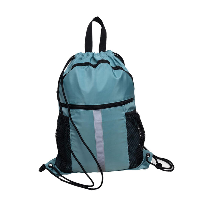 Crofta Drawstring Backpack Simple Casual Daypack for Shopping Backpacking Traveling Blue