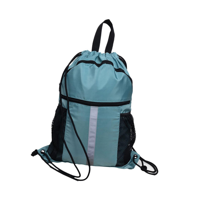 Crofta Drawstring Backpack Simple Casual Daypack for Shopping Backpacking Traveling Blue