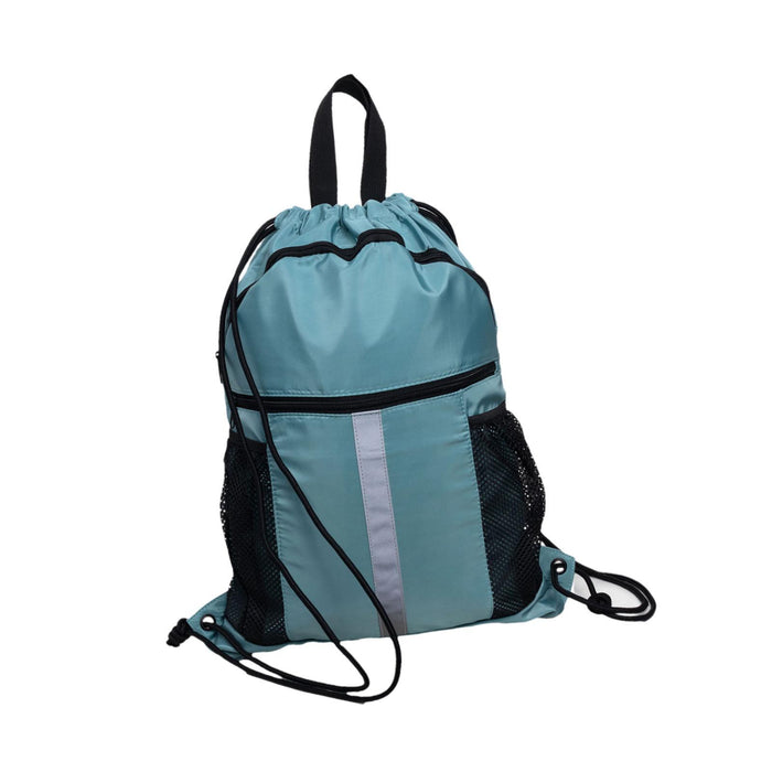 Crofta Drawstring Backpack Simple Casual Daypack for Shopping Backpacking Traveling Blue