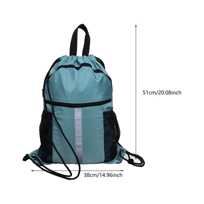 Crofta Drawstring Backpack Simple Casual Daypack for Shopping Backpacking Traveling Blue