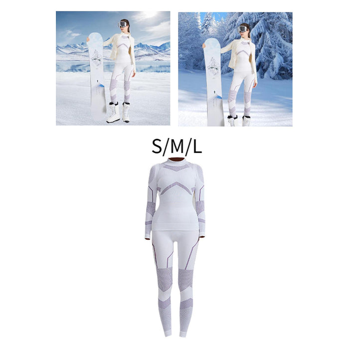 Crofta Women Thermal Underwear Set Women Long Sleeve Set for Cycling Mountaineering S