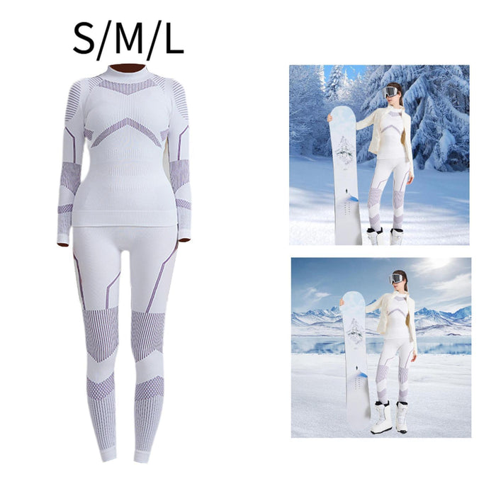 Crofta Women Thermal Underwear Set Women Long Sleeve Set for Cycling Mountaineering S