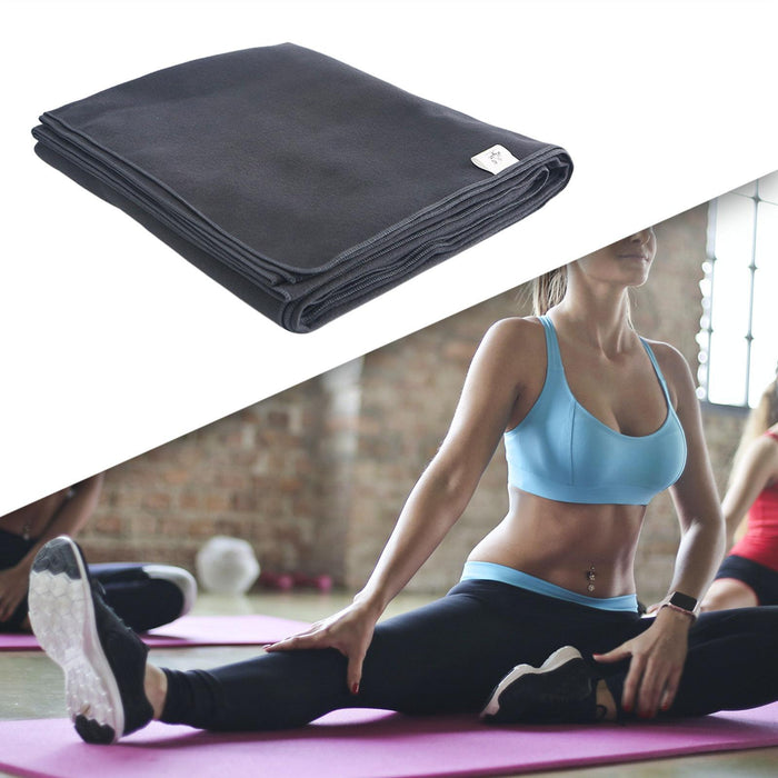 Crofta Yoga Blanket Relaxing Yoga Workout Home Gym Practice Training Hot Yoga Towel Dark Gray