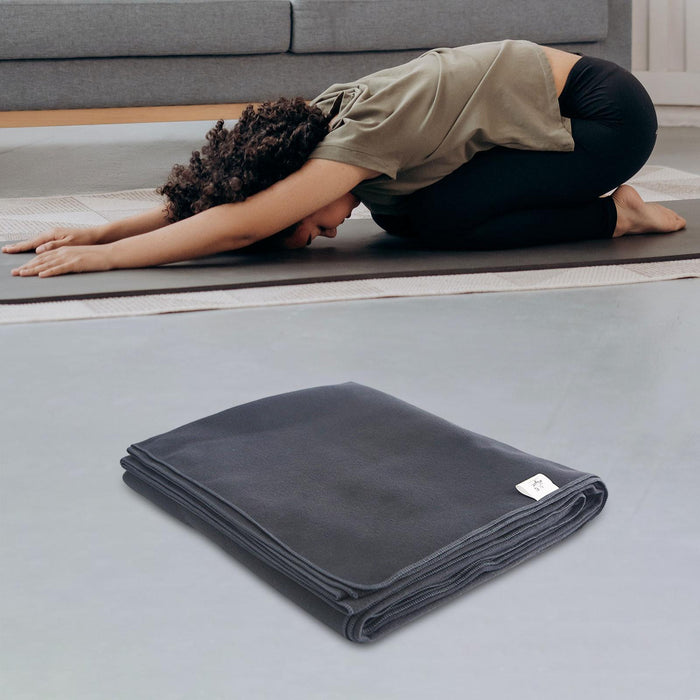 Crofta Yoga Blanket Relaxing Yoga Workout Home Gym Practice Training Hot Yoga Towel Dark Gray