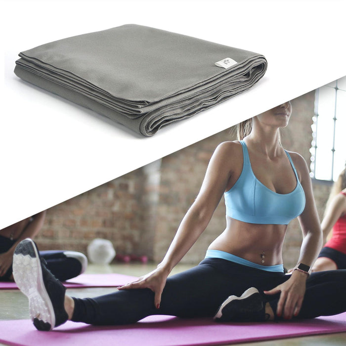 Crofta Yoga Blanket Relaxing Yoga Workout Home Gym Practice Training Hot Yoga Towel Light Gray