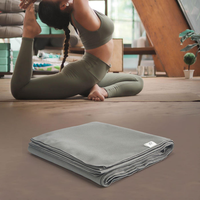 Crofta Yoga Blanket Relaxing Yoga Workout Home Gym Practice Training Hot Yoga Towel Light Gray