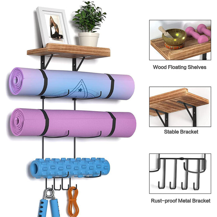 Crofta Yoga Mat Holder for Hanging Foam Roller Hanging Yoga Strap Workout Equipment