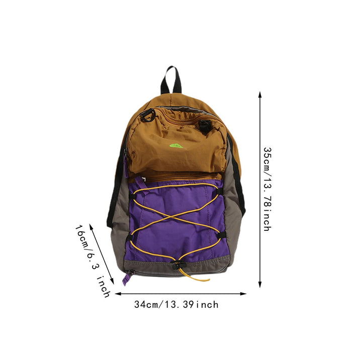 Crofta Basketball Backpack Sports Accessories Storage Bag for Swim Football Outdoor Khaki with Purple