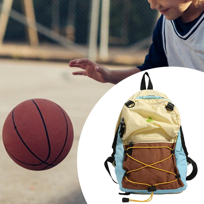 Crofta Basketball Backpack Sports Accessories Storage Bag for Swim Football Outdoor Yellow and Blue