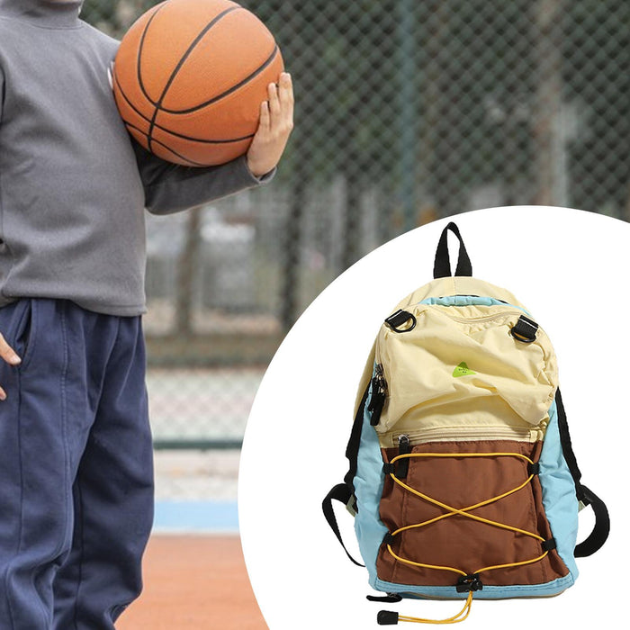 Crofta Basketball Backpack Sports Accessories Storage Bag for Swim Football Outdoor Yellow and Blue