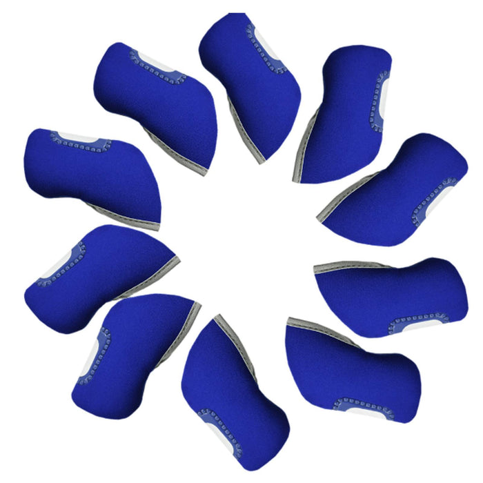 Crofta 10 Pieces Golf Head Cover Protective Sleeves for Golf Cue Golf Games Outdoor Blue